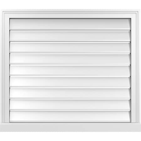 Ekena Millwork Vertical Surface Mount PVC Gable Vent: Functional, w/ 2"W x 2"P Brickmould Sill Frame, 32"W x 28"H GVPVE32X2803SF